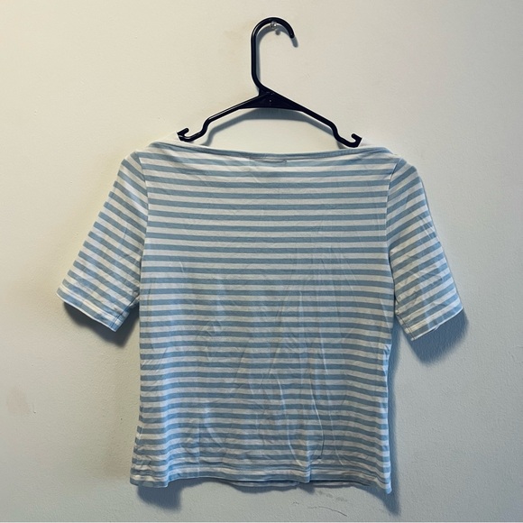Martha Stewart Light Blue and White Striped Tee - Picture 2 of 2